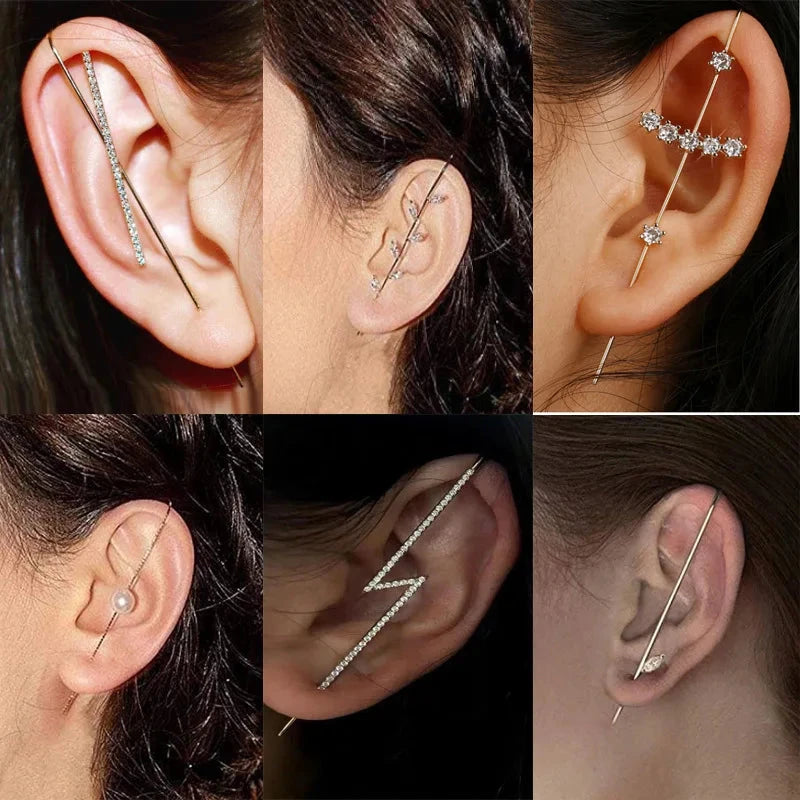 Boucle d'Oreille Grimpeur Cristal Plaqué Or
