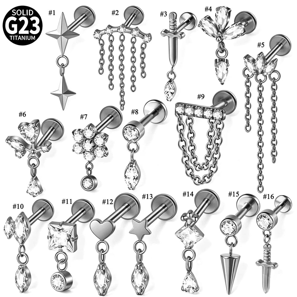 Piercing Tragus Titane Zircon