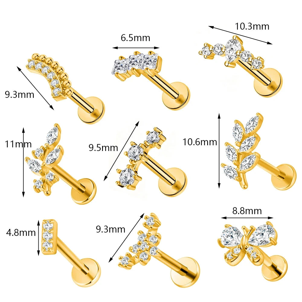 Collection Piercings Titane — Designs Fleurs Élégants