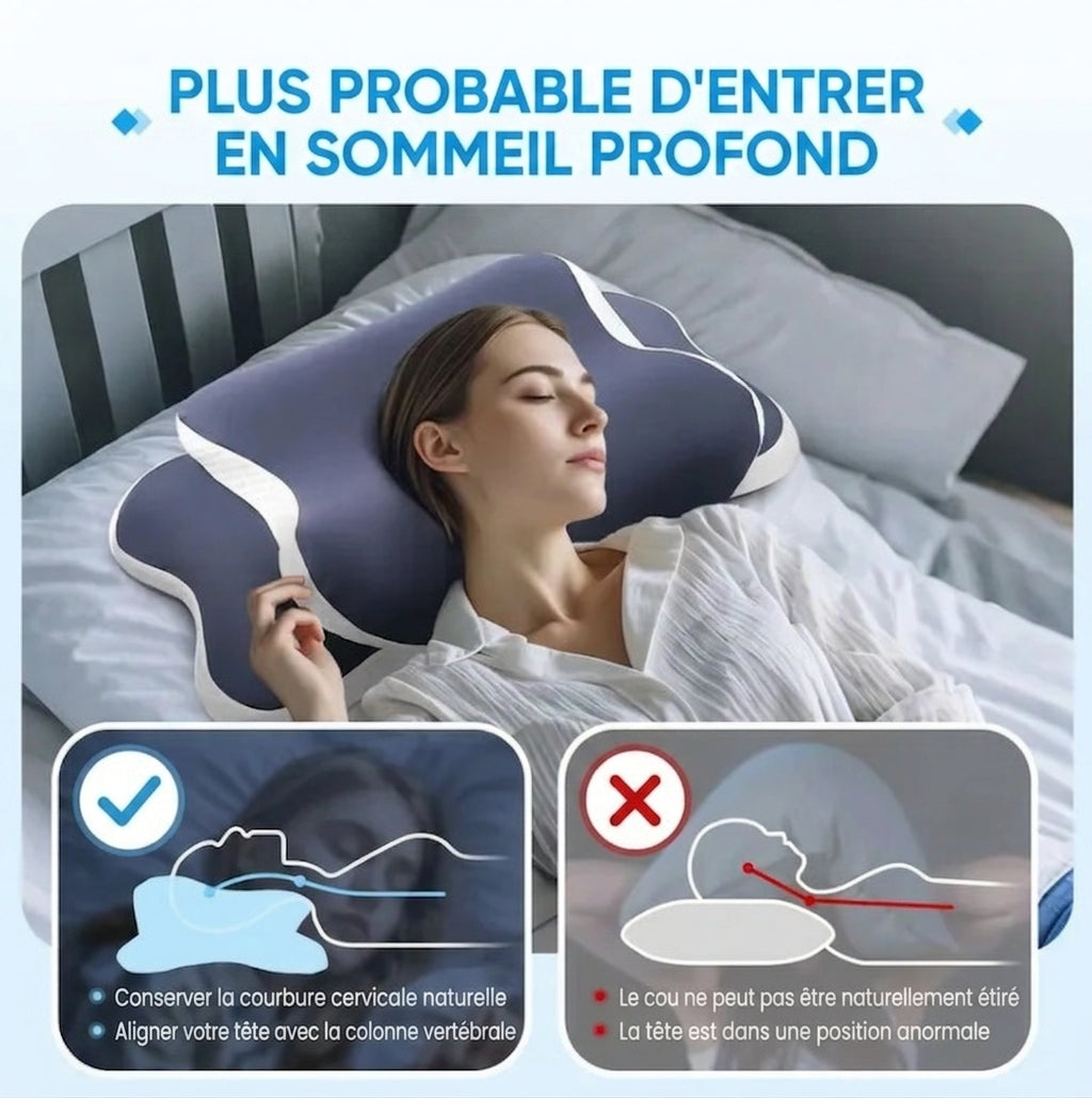 Oreiller Cervical Ergonomique en Mémoire de Forme – Réveil Nuque Détendue