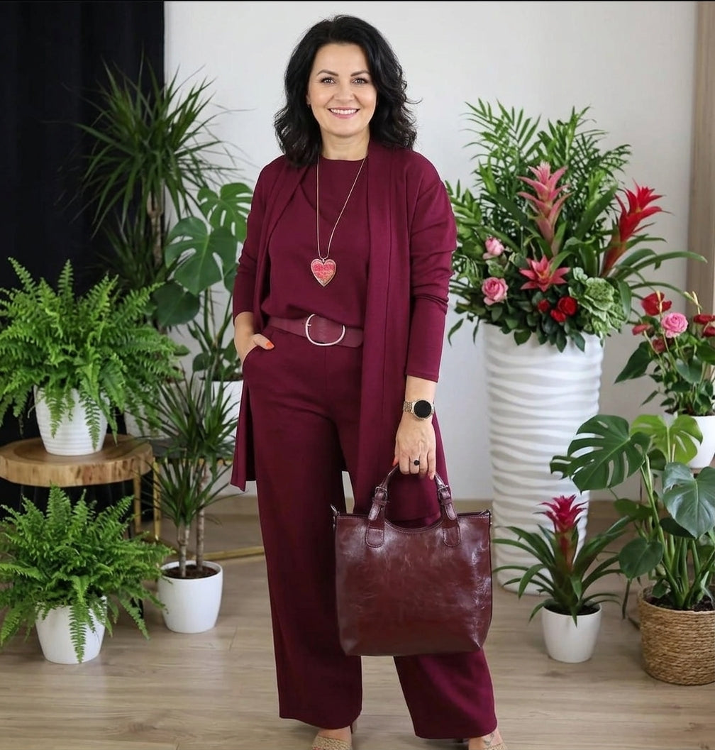 Ensemble 3 Pièces Élégance — Gilet Long, Top & Pantalon Fluide
