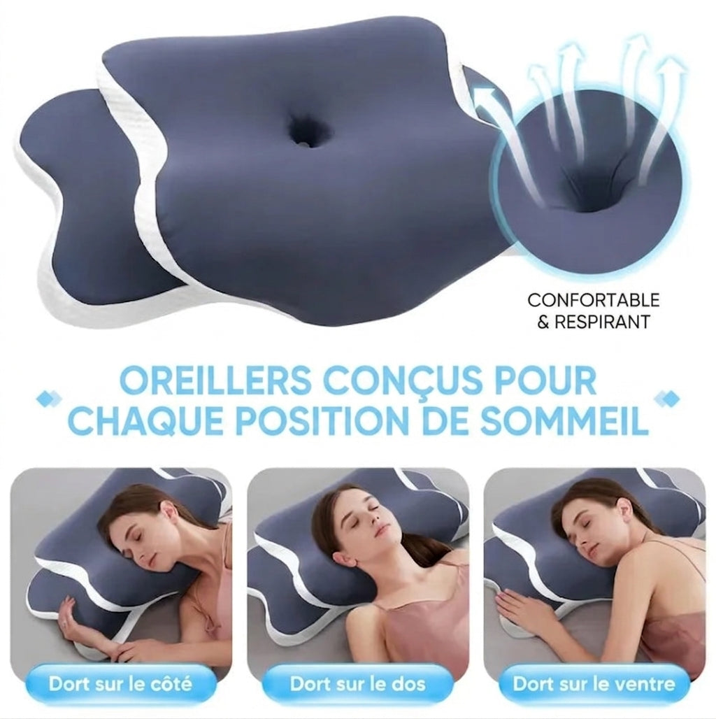 Oreiller Cervical Ergonomique en Mémoire de Forme – Réveil Nuque Détendue