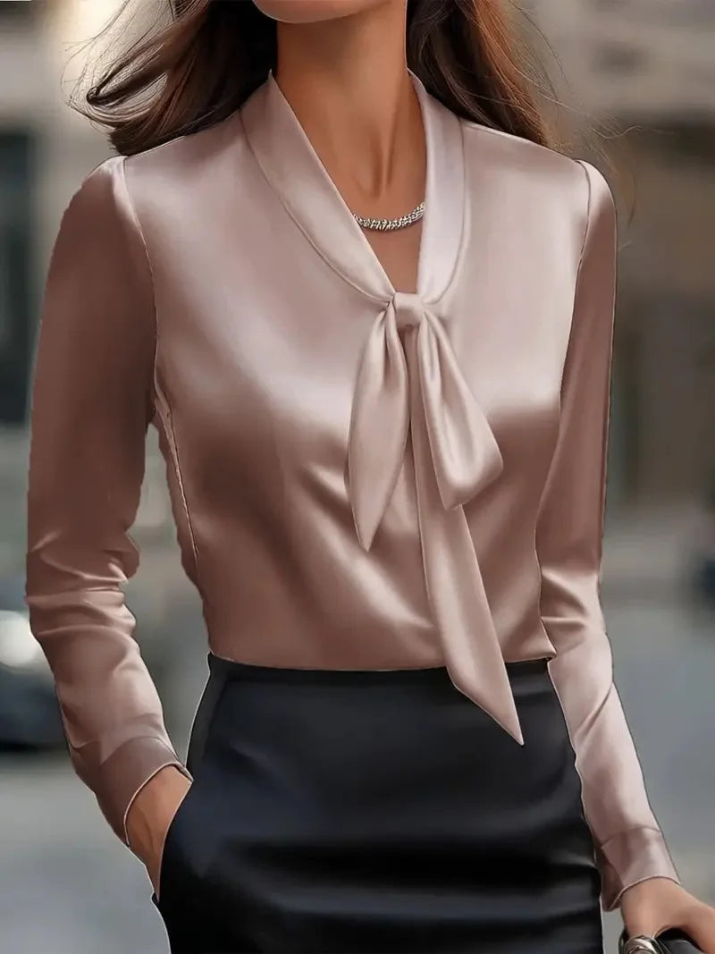 Chemisier Satin Femme Nœud Papillon – Élégant & Féminin 🎁 1 acheté = le 2ème à -30%