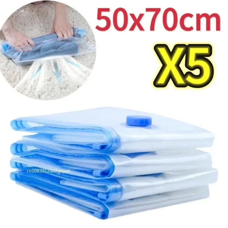Lot de 3/5 Sacs de Compression sous Vide pour Vêtements et Literie – Gain de Place, Étanche, Organisateur de Voyage