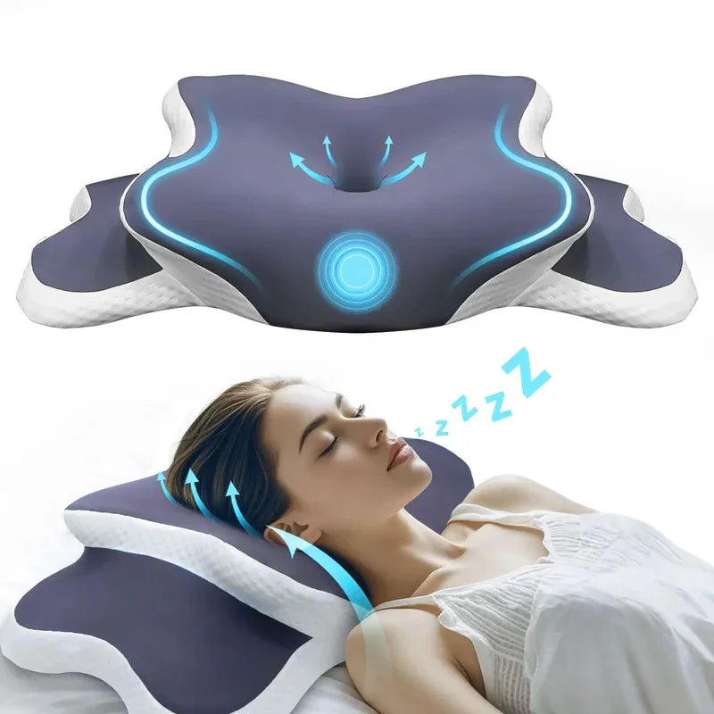 Oreiller Cervical Ergonomique en Mémoire de Forme – Réveil Nuque Détendue