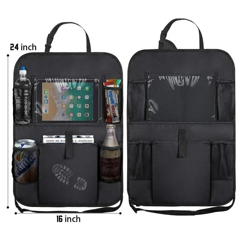 Organisateur de Siège de Voiture Multifonctionnel en Tissu Oxford – Sac de Rangement Multi-Poches avec Support Tablette et Protège-Siège pour Enfants