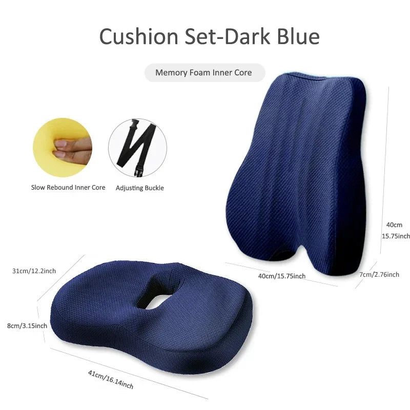 Ensemble Coussin Siège & Lombaire en Mousse à Mémoire de Forme