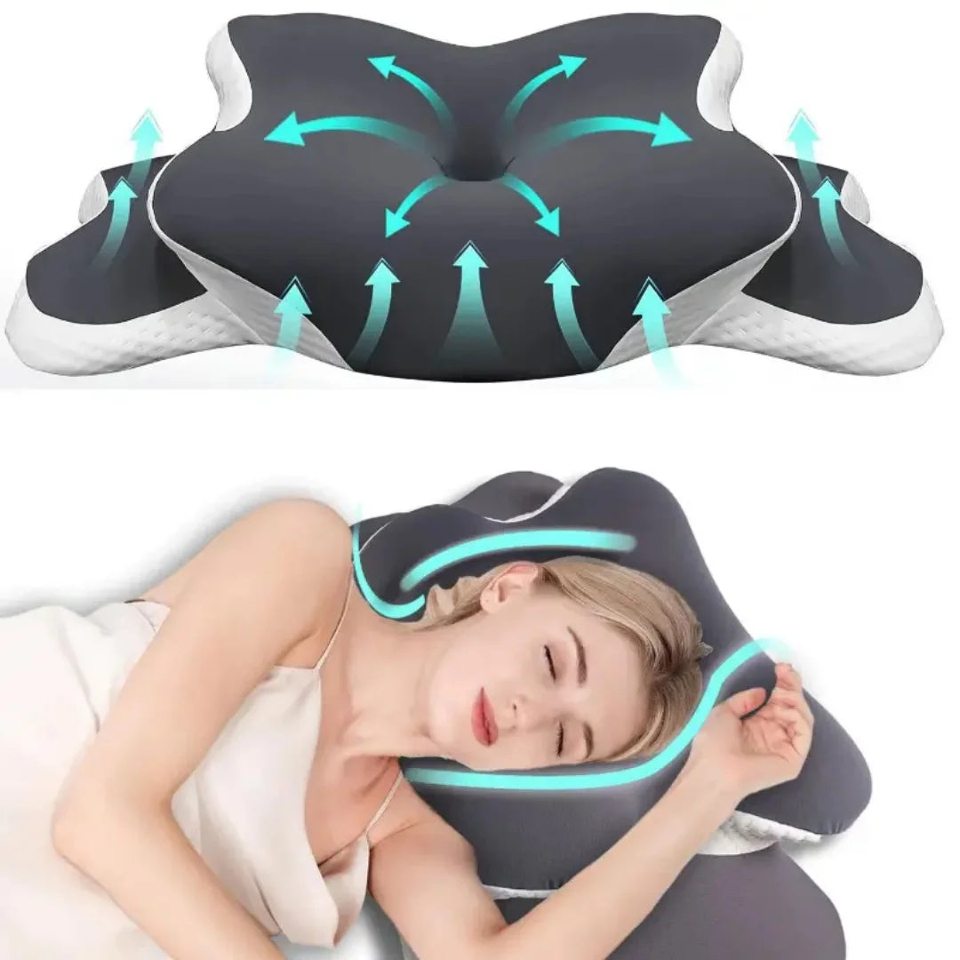 Oreiller Cervical Ergonomique en Mémoire de Forme – Réveil Nuque Détendue