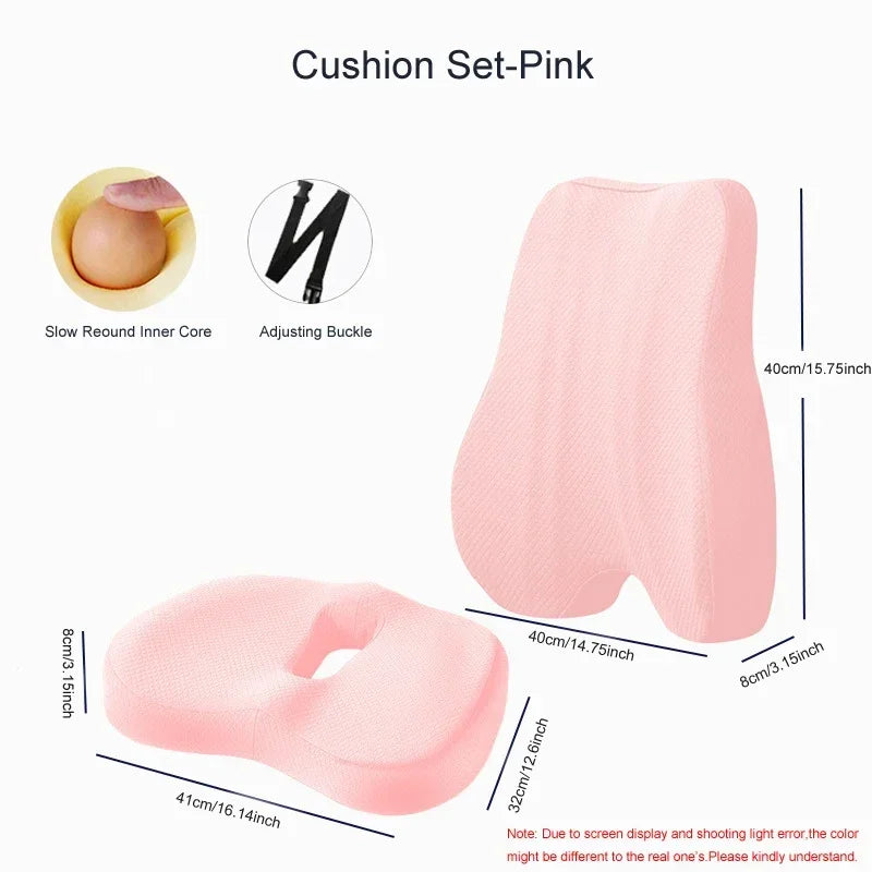 Ensemble Coussin Siège & Lombaire en Mousse à Mémoire de Forme