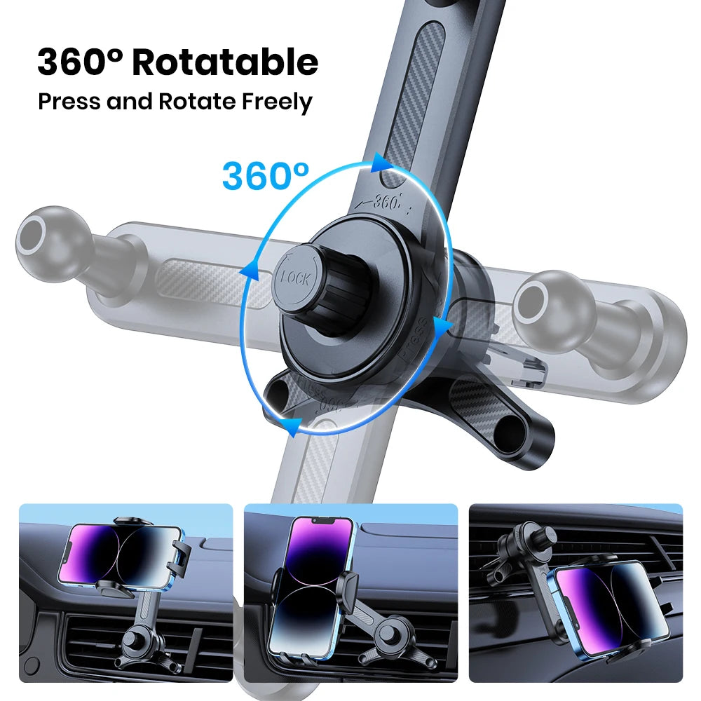 Support Téléphone Voiture TOPK 360° - Bras Extensible 3 Points