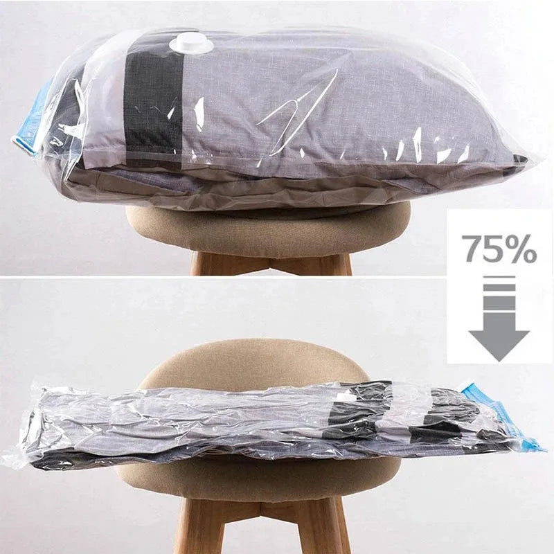 Lot de 3/5 Sacs de Compression sous Vide pour Vêtements et Literie – Gain de Place, Étanche, Organisateur de Voyage