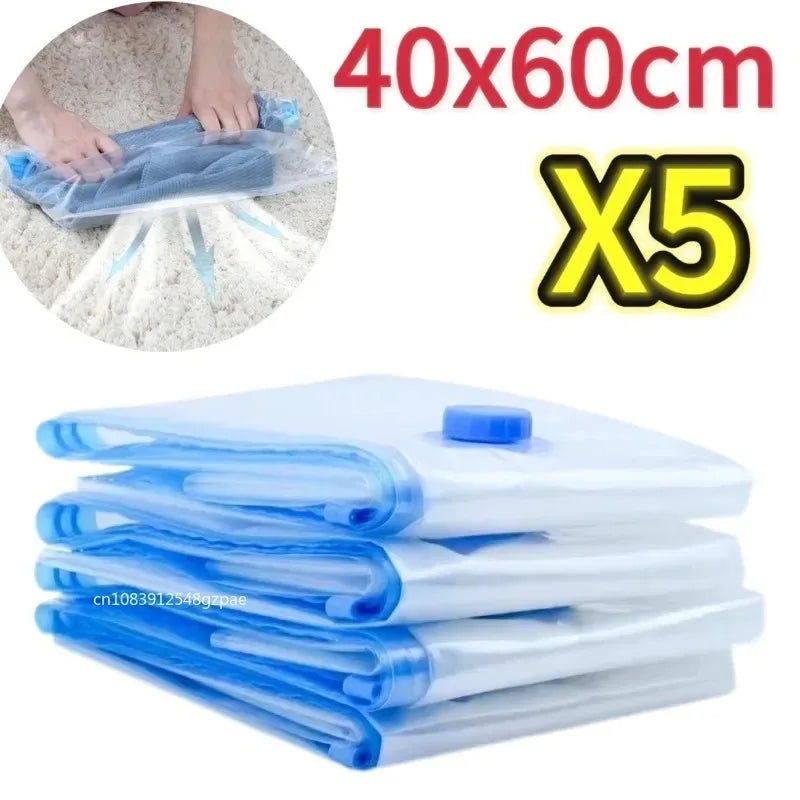 Lot de 3/5 Sacs de Compression sous Vide pour Vêtements et Literie – Gain de Place, Étanche, Organisateur de Voyage