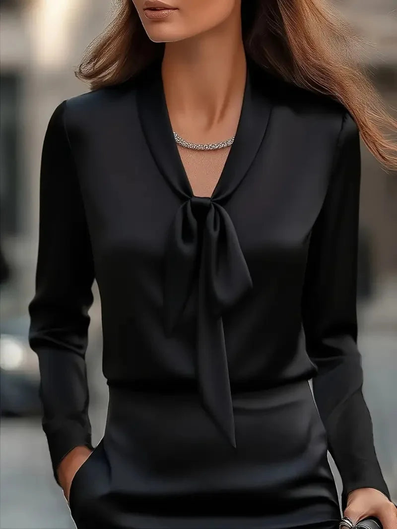 Chemisier Satin Femme Nœud Papillon – Élégant & Féminin 🎁 1 acheté = le 2ème à -30%