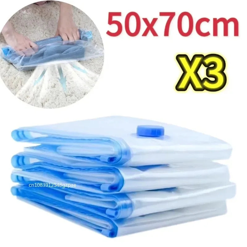 Lot de 3/5 Sacs de Compression sous Vide pour Vêtements et Literie – Gain de Place, Étanche, Organisateur de Voyage