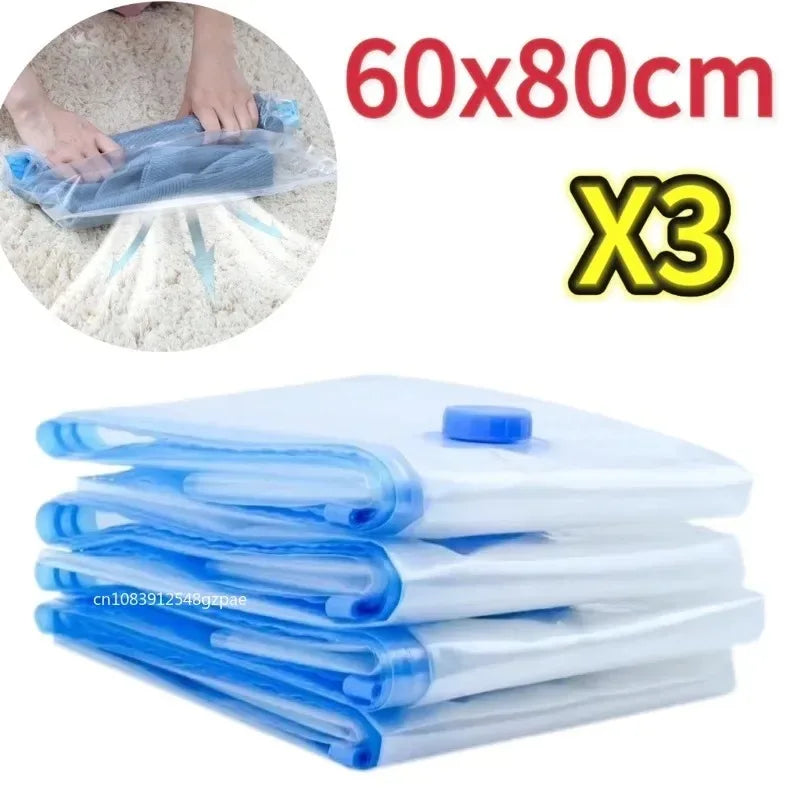 Lot de 3/5 Sacs de Compression sous Vide pour Vêtements et Literie – Gain de Place, Étanche, Organisateur de Voyage