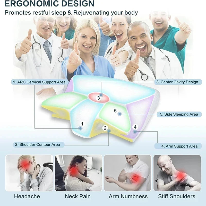 Oreiller cervical ergonomique en mousse à mémoire – Soutien orthopédique respirant pour douleurs cervicales