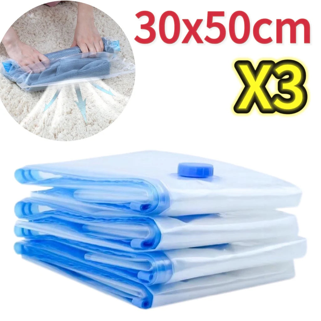 Lot de 3/5 Sacs de Compression sous Vide pour Vêtements et Literie – Gain de Place, Étanche, Organisateur de Voyage