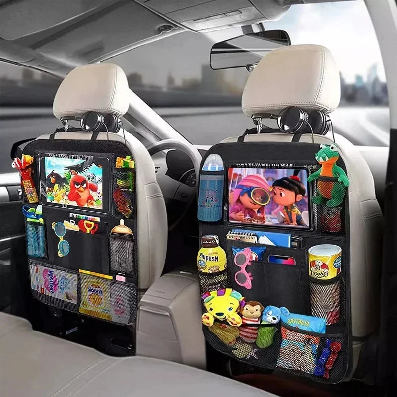 Organisateur de Siège de Voiture Multifonctionnel en Tissu Oxford – Sac de Rangement Multi-Poches avec Support Tablette et Protège-Siège pour Enfants