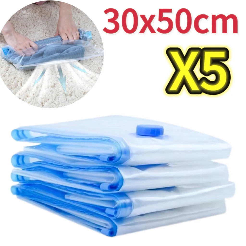Lot de 3/5 Sacs de Compression sous Vide pour Vêtements et Literie – Gain de Place, Étanche, Organisateur de Voyage
