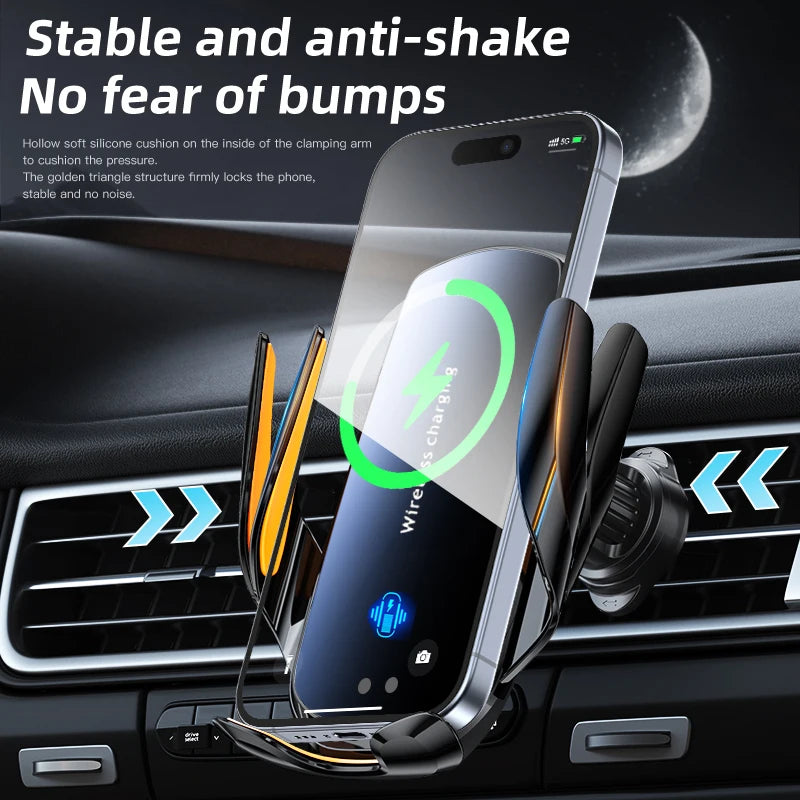 Support Téléphone Voiture avec Chargeur Sans Fil – Grille Aération – Rotation 360°