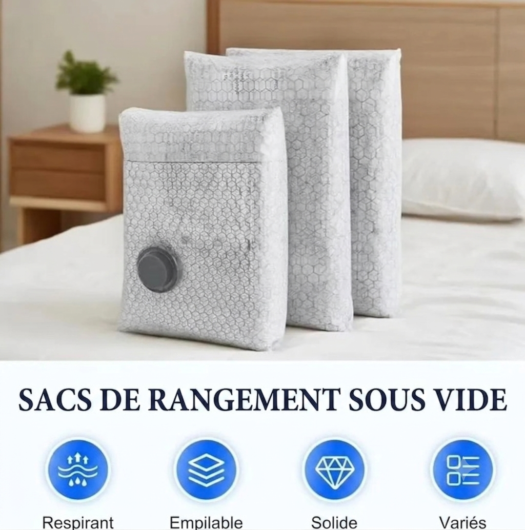 "Kit sac de compression sous vide voyage avec pompe électrique "Sac de Compression sous Vide Portable Grande Capacité