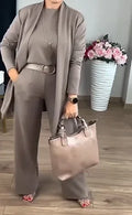 Ensemble 3 Pièces Élégance — Gilet Long, Top & Pantalon Fluide