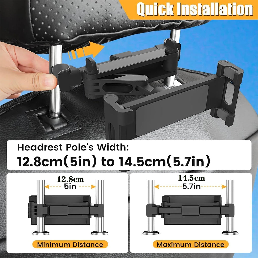 Support Tablette Appuie-tête Voiture – Rotation 360° – Compatible iPad & Smartphones 4,7"-12,9"