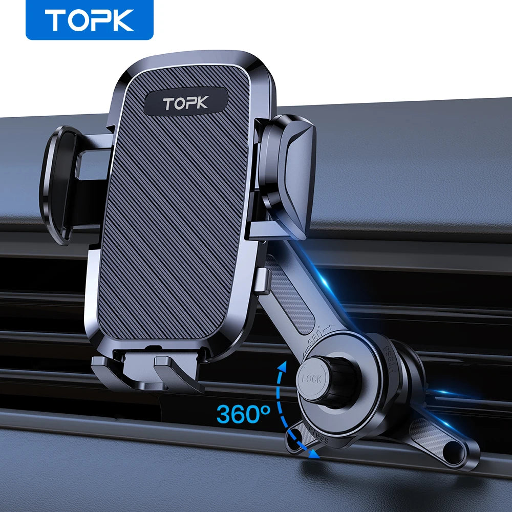 Support Téléphone Voiture TOPK 360° - Bras Extensible 3 Points