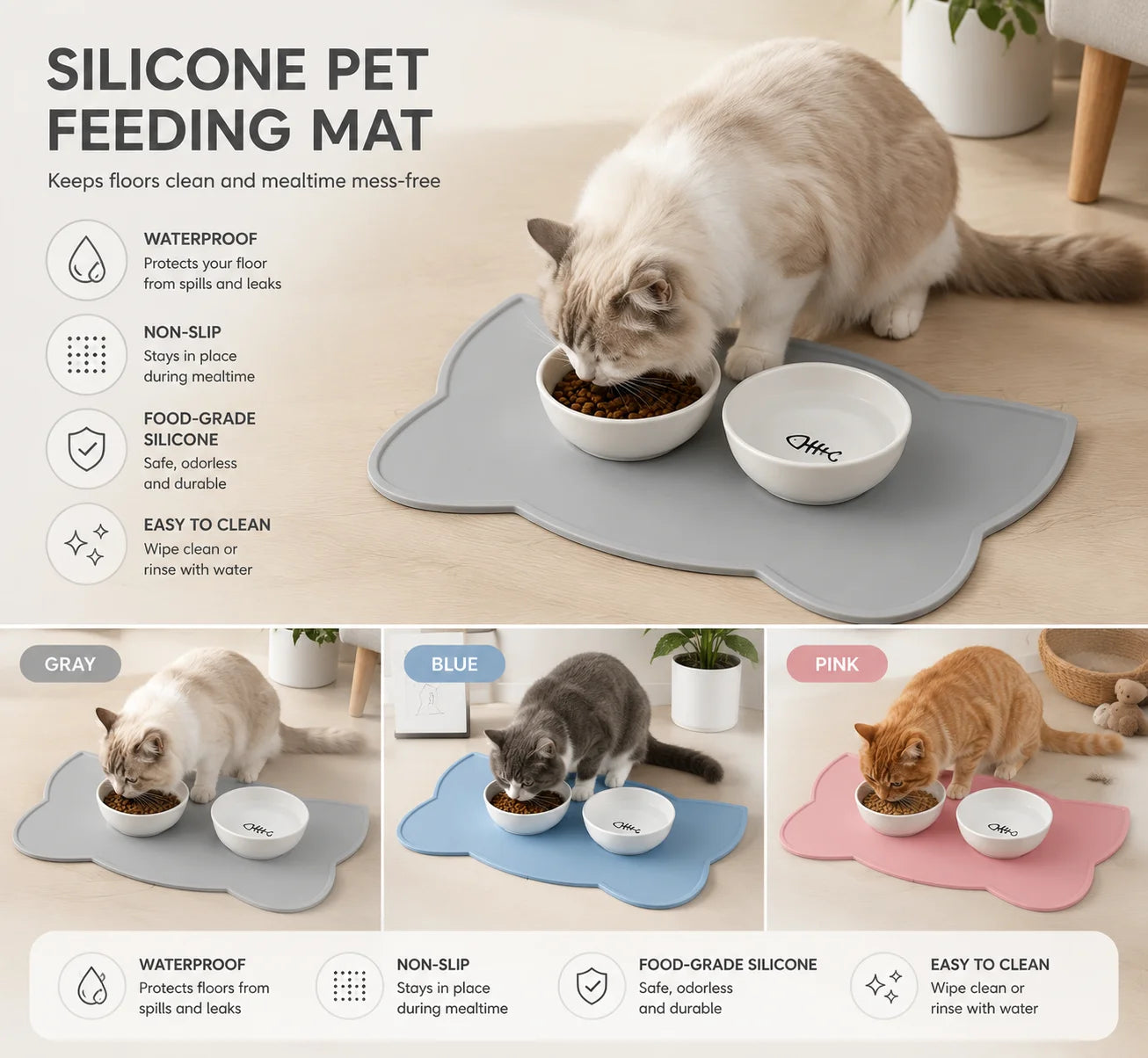 Tapis Silicone Antidérapant pour Animaux