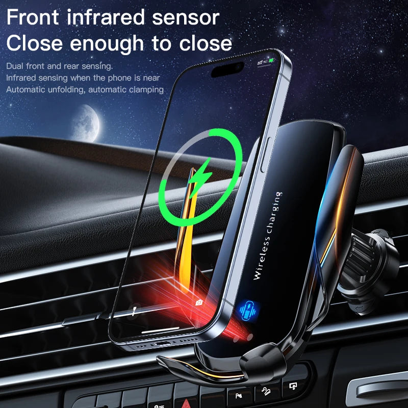 Support Téléphone Voiture avec Chargeur Sans Fil – Grille Aération – Rotation 360°