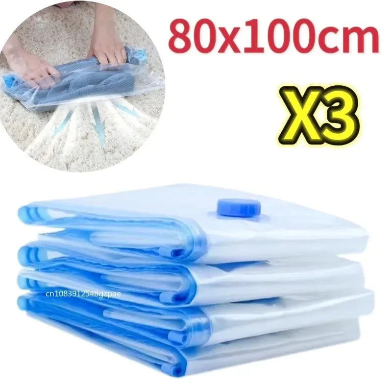 Lot de 3/5 Sacs de Compression sous Vide pour Vêtements et Literie – Gain de Place, Étanche, Organisateur de Voyage